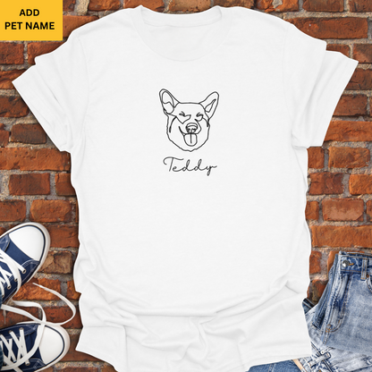 Personalized with Dog Name -Corgi Dog line art Softstyle T-Shirt size XS to 5XL