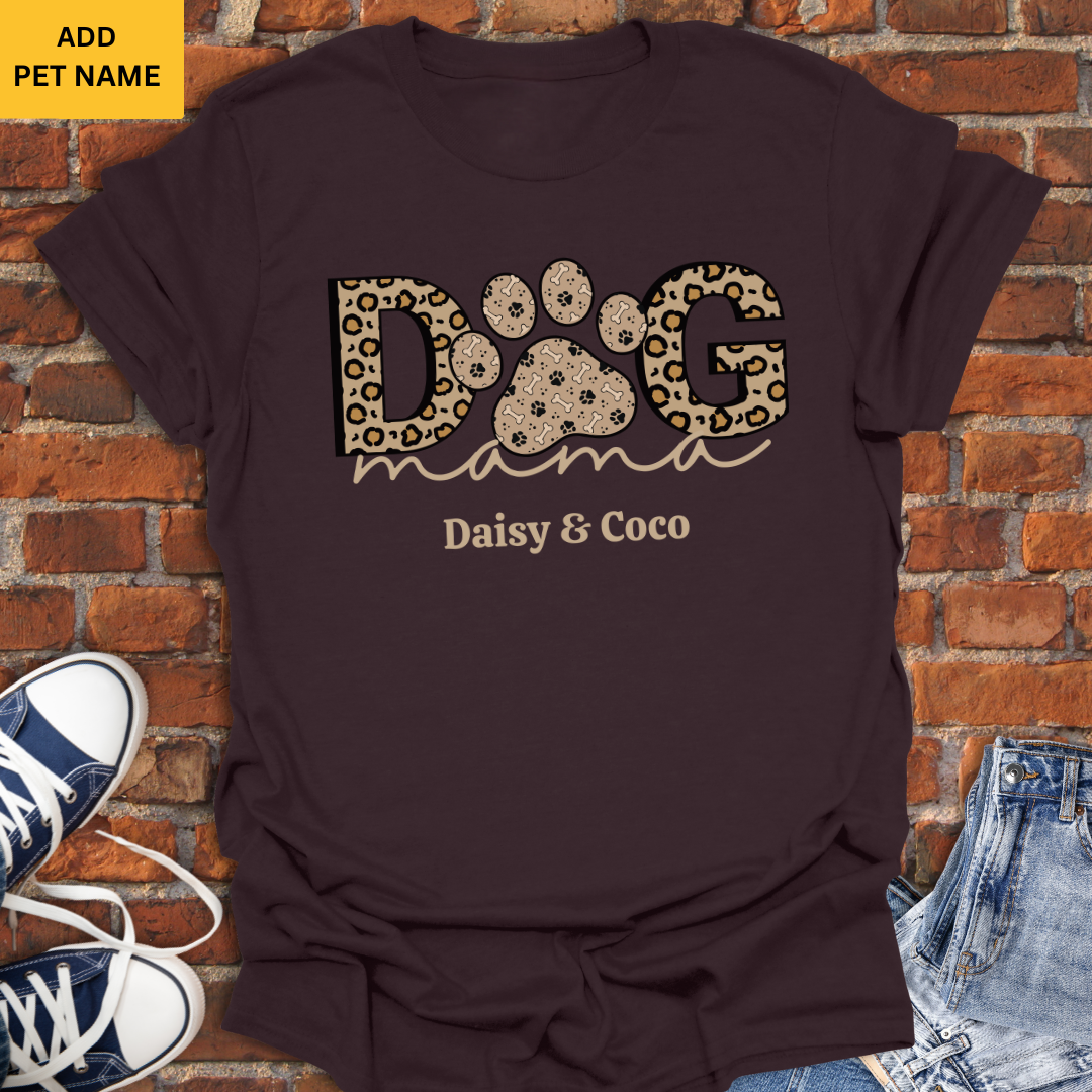 Personalized Dog Mom leopard print Softstyle T-Shirt size XS to 5XL