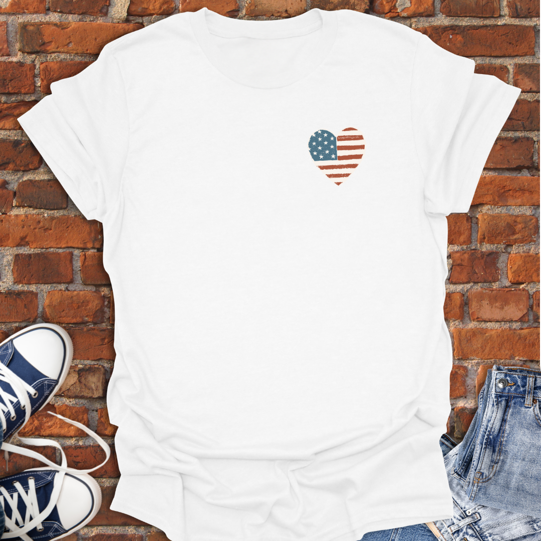 Patriotic Heart pocket style Softstyle T-Shirt size XS to 5XL