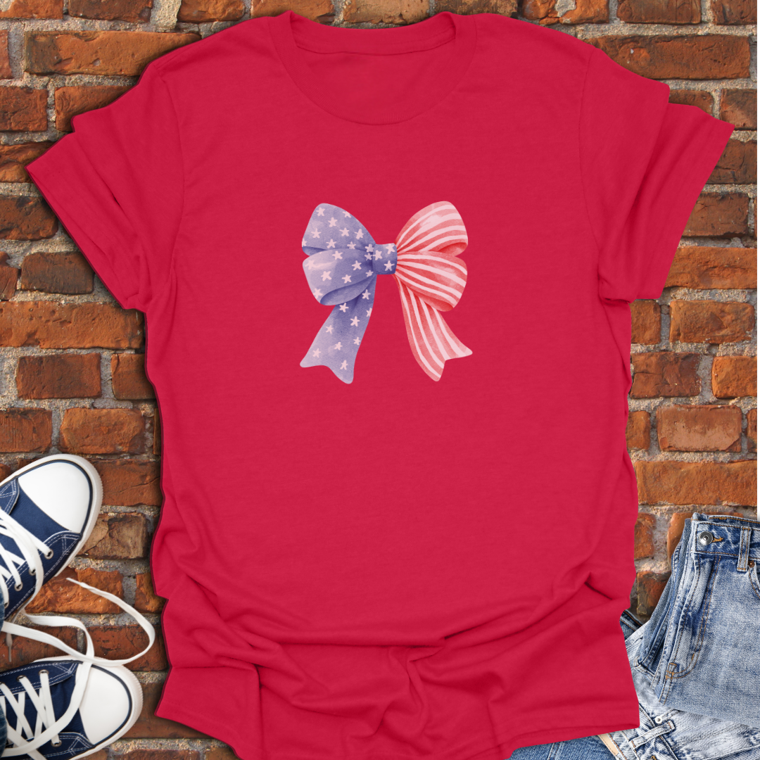 Patriotic Bow -coquette Softstyle T-Shirt size XS to 5XL