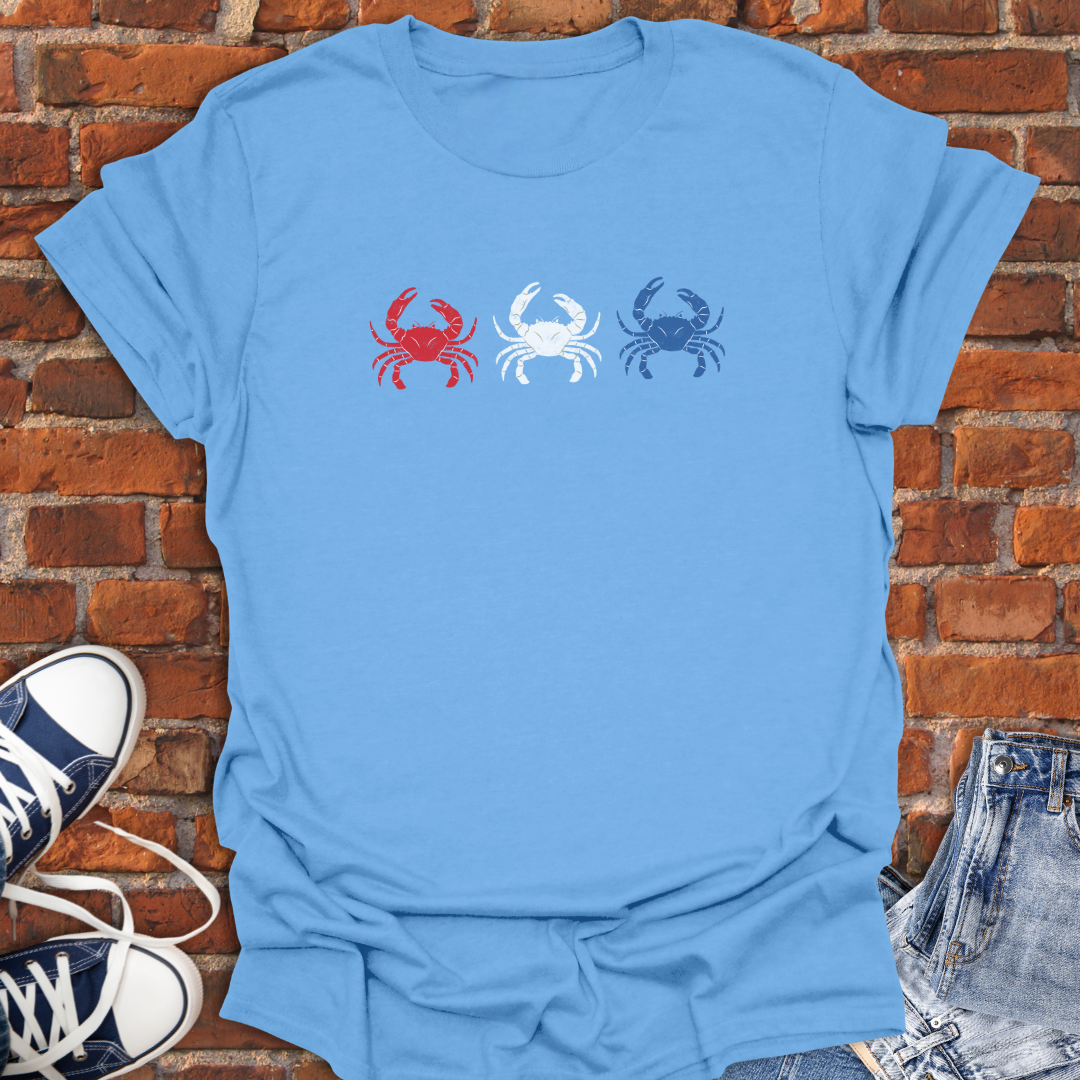 Beach Crabs -red white & blue Softstyle T-Shirt size XS to 5XL