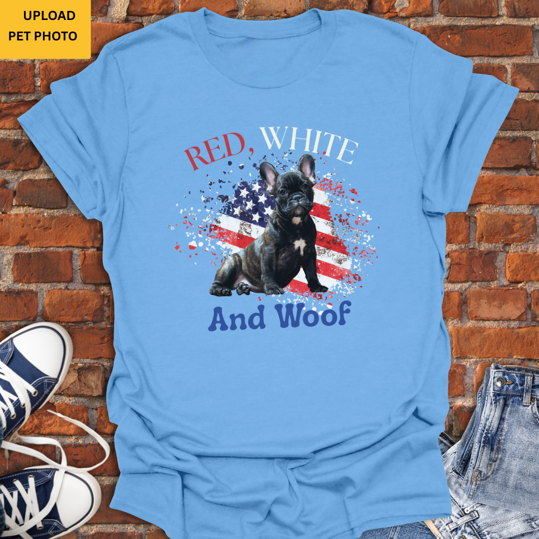 Personalized Dog Shirt -Red White and Woof Pet Photo Softstyle T-Shirt size XS to 5XL