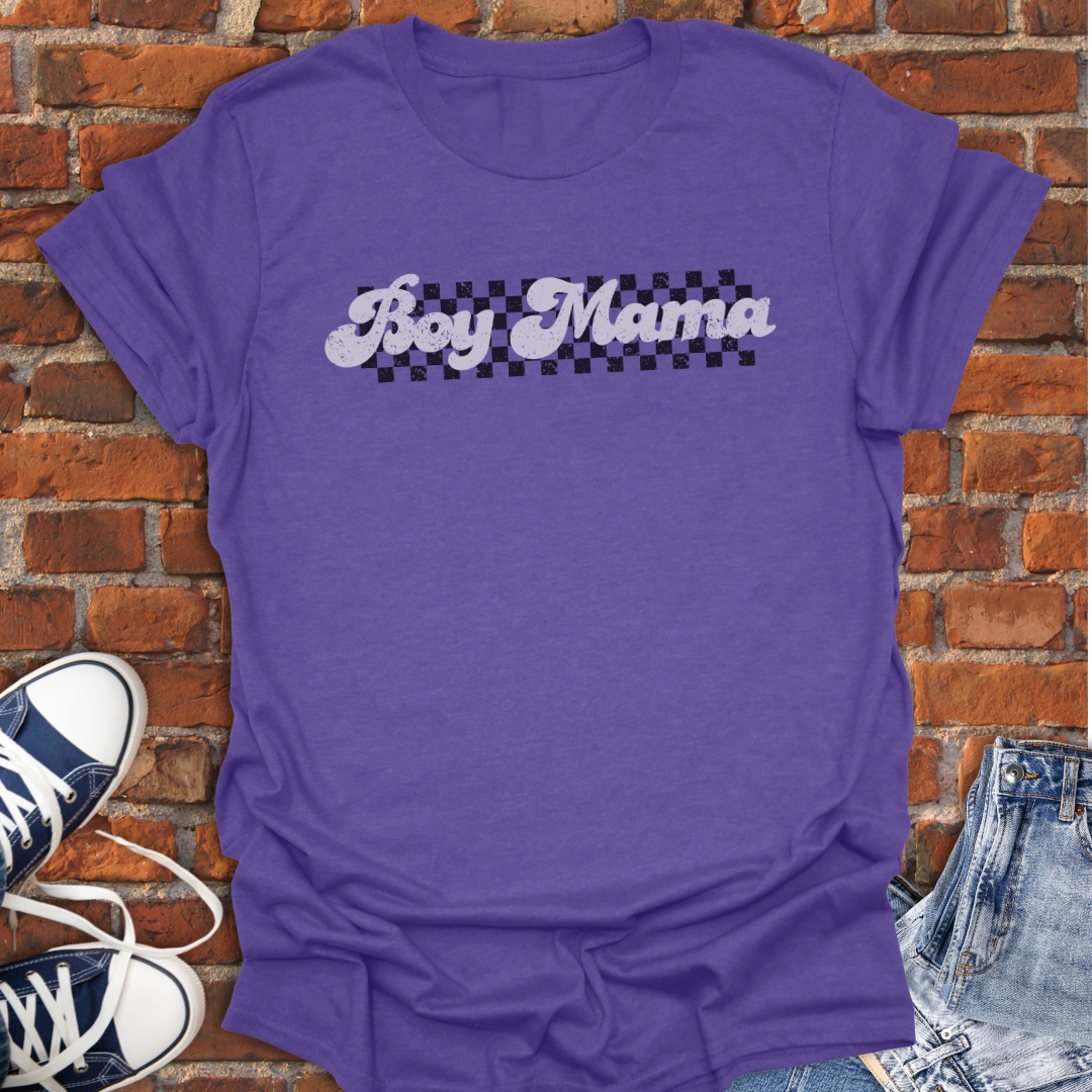 Boy Mama retro checkered Softstyle T-Shirt size XS to 5XL