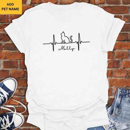 Personalized Cat Heartbeat Softstyle T-Shirt size XS to 5XL