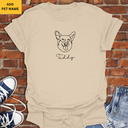 Personalized with Dog Name -Corgi Dog line art Softstyle T-Shirt size XS to 5XL
