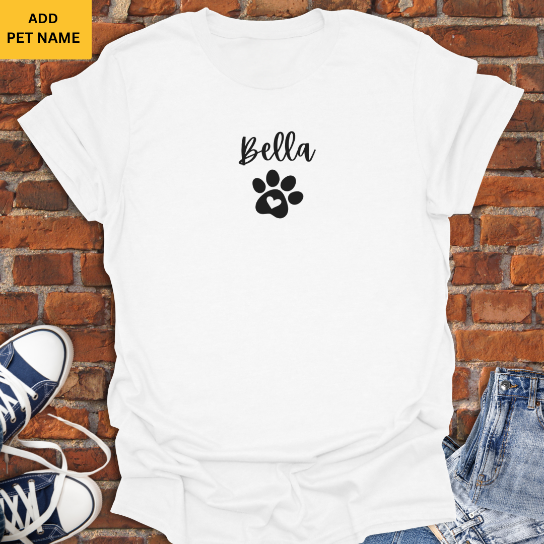 Personalized with Dog Name- Dog Paw Heart Softstyle T-Shirt size XS to 5XL