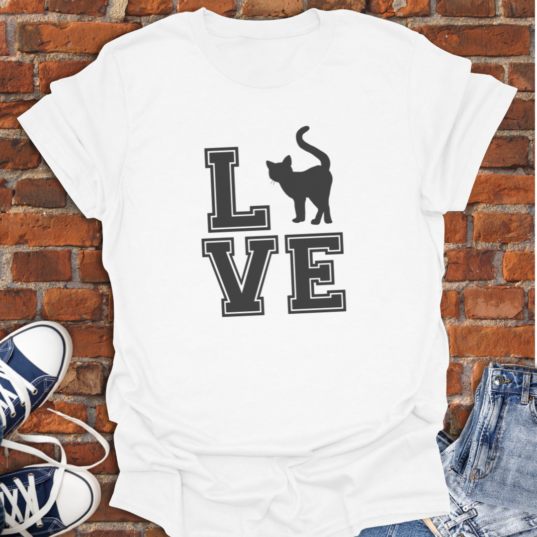 Love Cat - varsity block style Softstyle T-Shirt size XS to 5XL