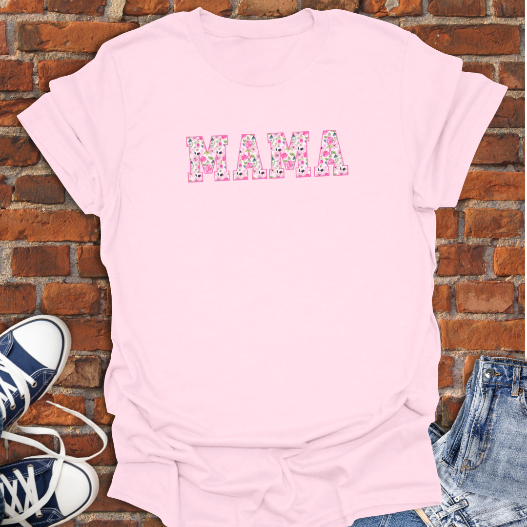 MAMA Floral -fuchsia Softstyle T-Shirt size XS to 5XL