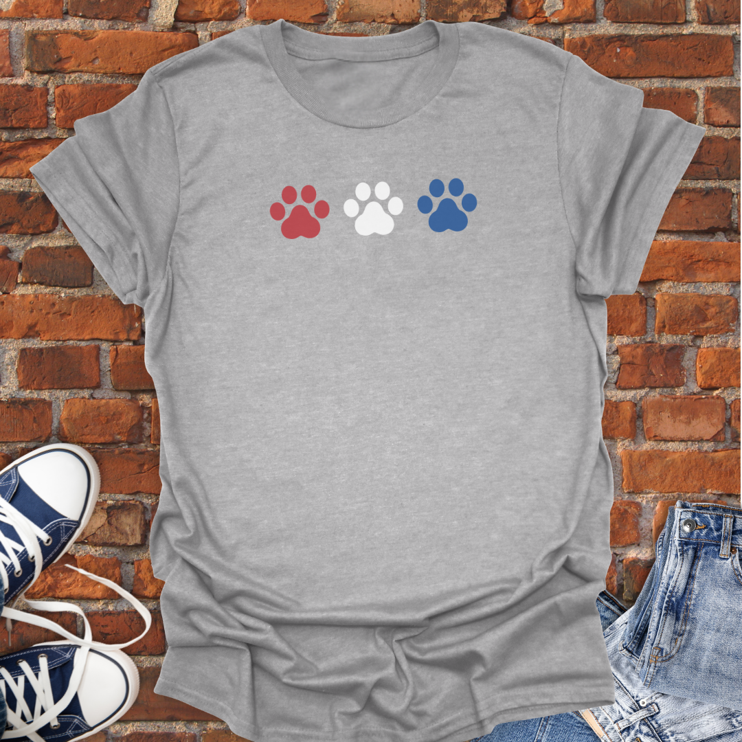 Patriotic Pet Paws -red white & blue Softstyle T-Shirt size XS to 5XL