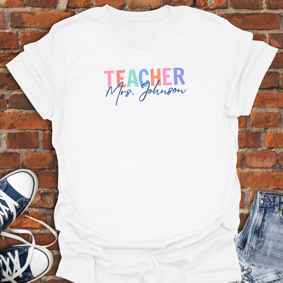 Personalized Teacher  Retro colors Softstyle T-Shirt size XS to 5XL
