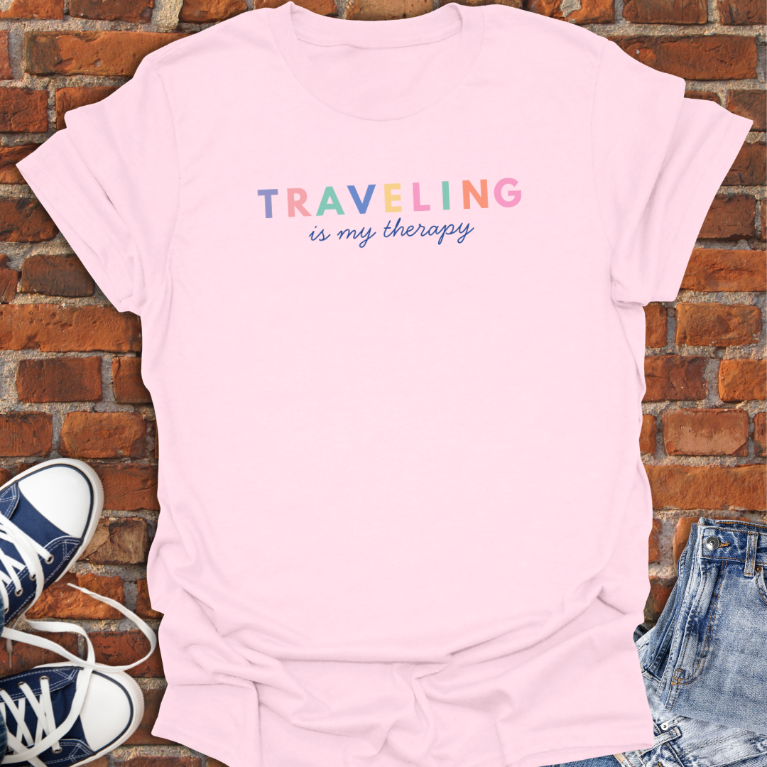 Traveling is My Therapy-  Retro colors Softstyle T-Shirt size XS to 5XL