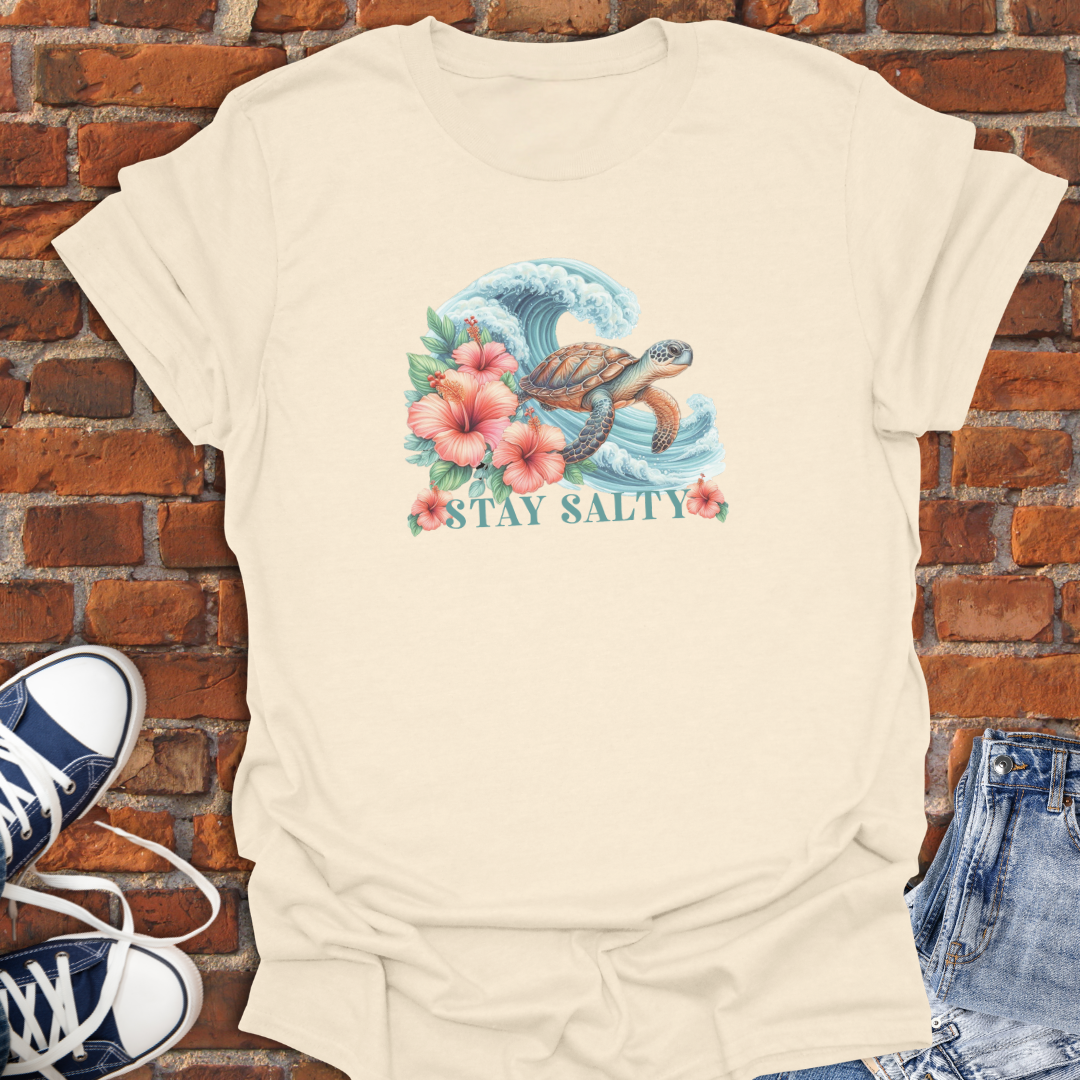 Wave Catching Turtle -Stay Salty Softstyle T-Shirt size XS to 5XL