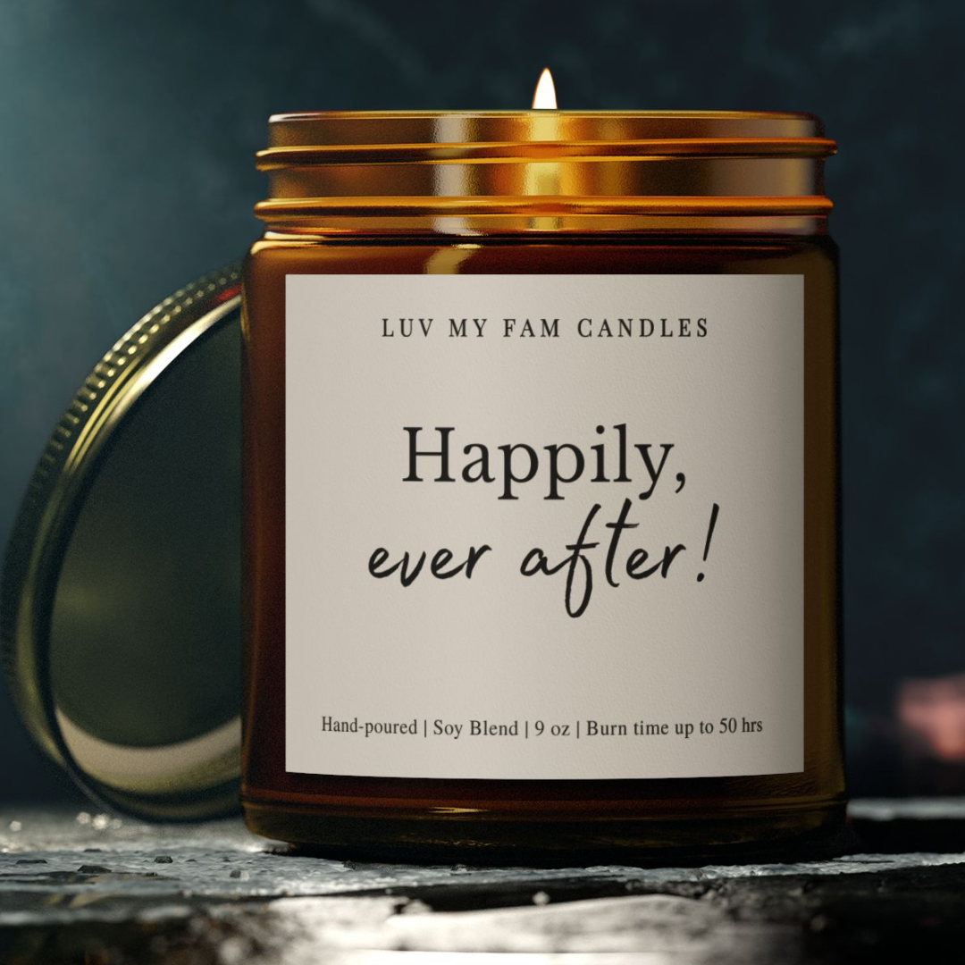 Happily, Ever After – Wedding or Anniversary Candle | 9oz Coconut Apricot Wax