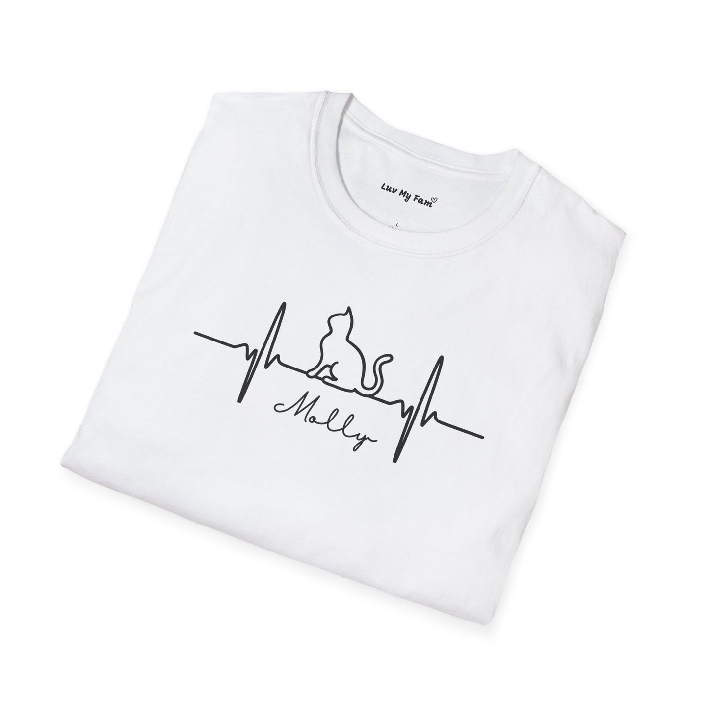 Personalized Cat Heartbeat Softstyle T-Shirt size XS to 5XL