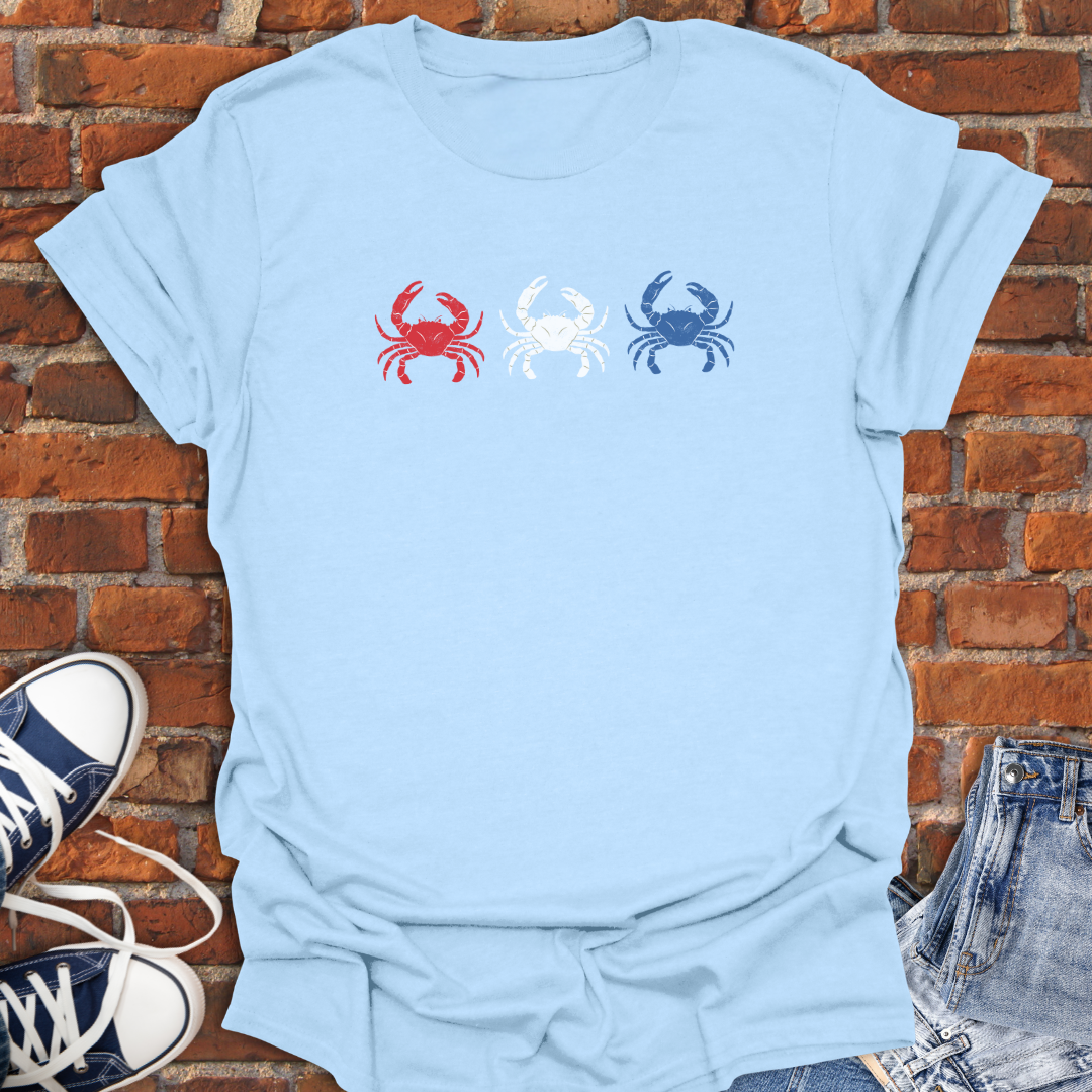 Beach Crabs -red white & blue Softstyle T-Shirt size XS to 5XL