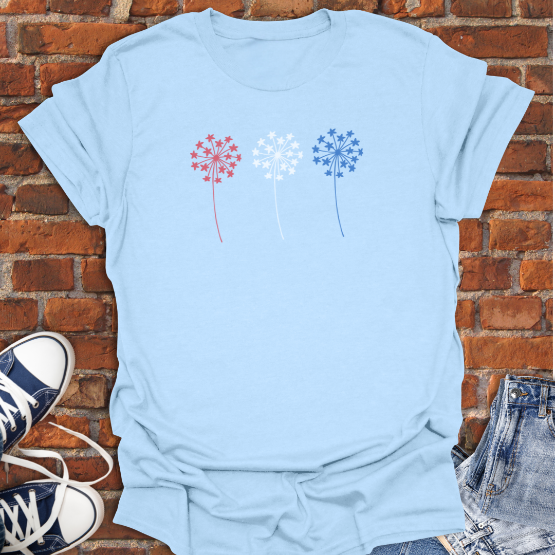 Dandelion stars -red white & blue Softstyle T-Shirt size XS to 5XL