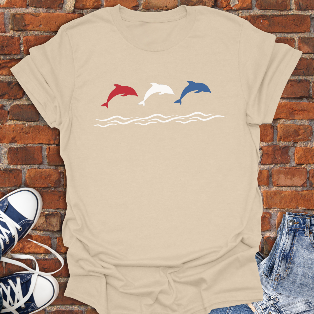 Dolphins -red white & blue Softstyle T-Shirt size XS to 5XL