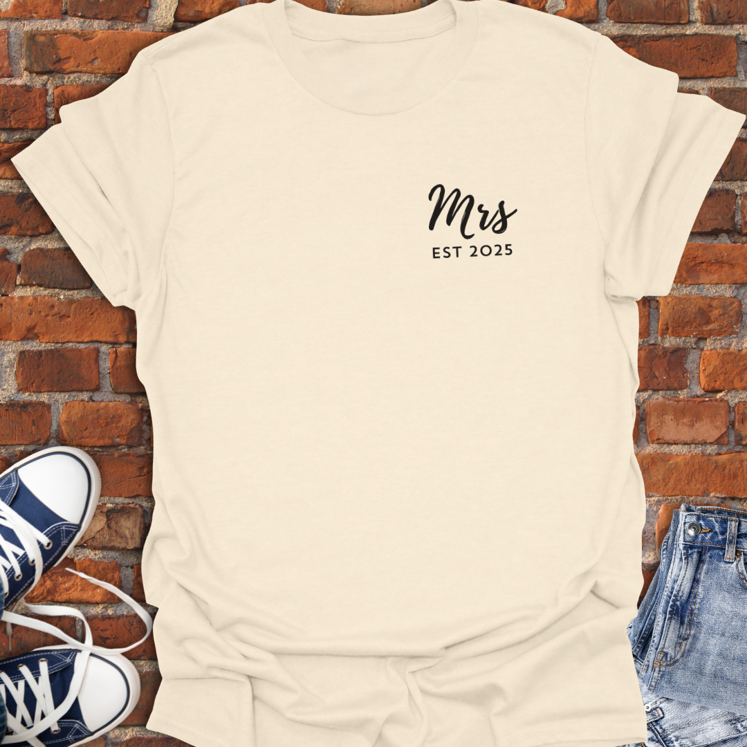 Mrs. EST pocket style -Just Married Custom Softstyle T-Shirt size XS to 5XL