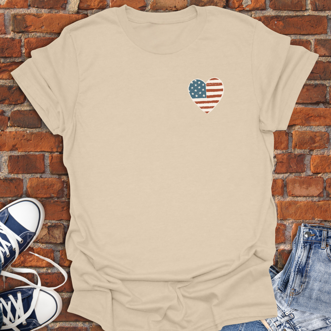 Patriotic Heart pocket style Softstyle T-Shirt size XS to 5XL
