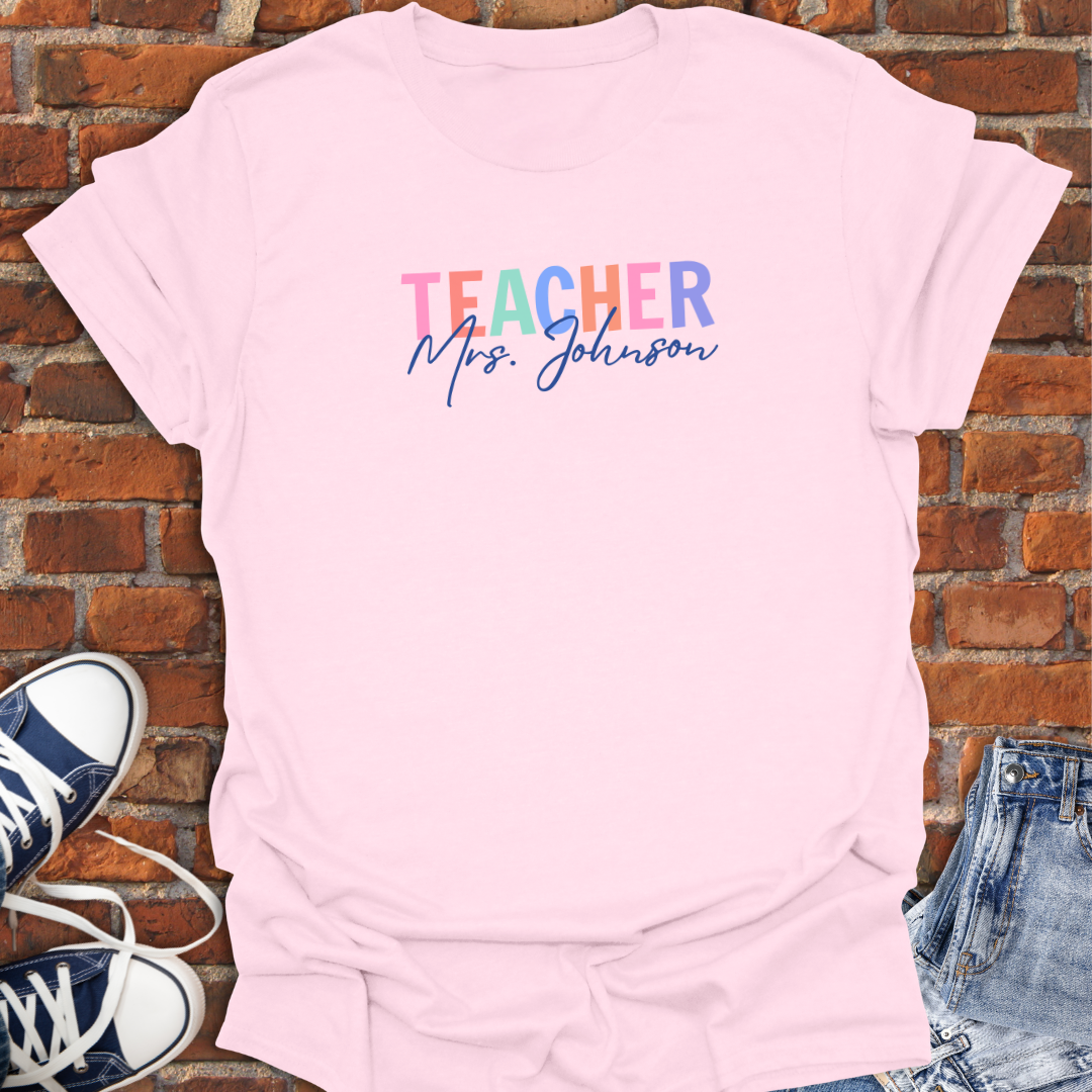 Personalized Teacher  Retro colors Softstyle T-Shirt size XS to 5XL