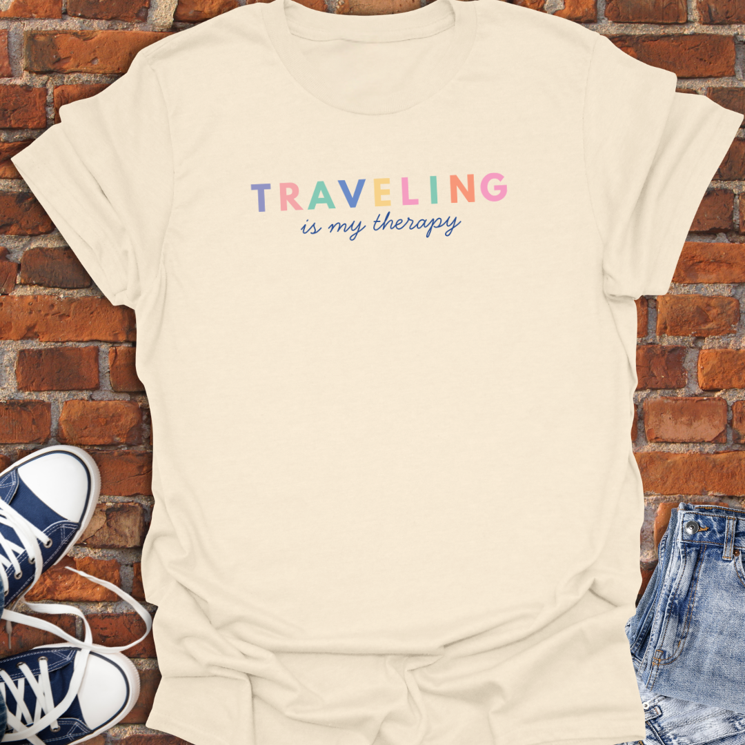 Traveling is My Therapy-  Retro colors Softstyle T-Shirt size XS to 5XL