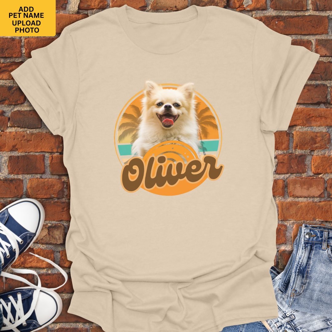 Personalized Pet Shirt -Retro Summer Dog with pet name & photo Softstyle T-Shirt size XS to 5XL