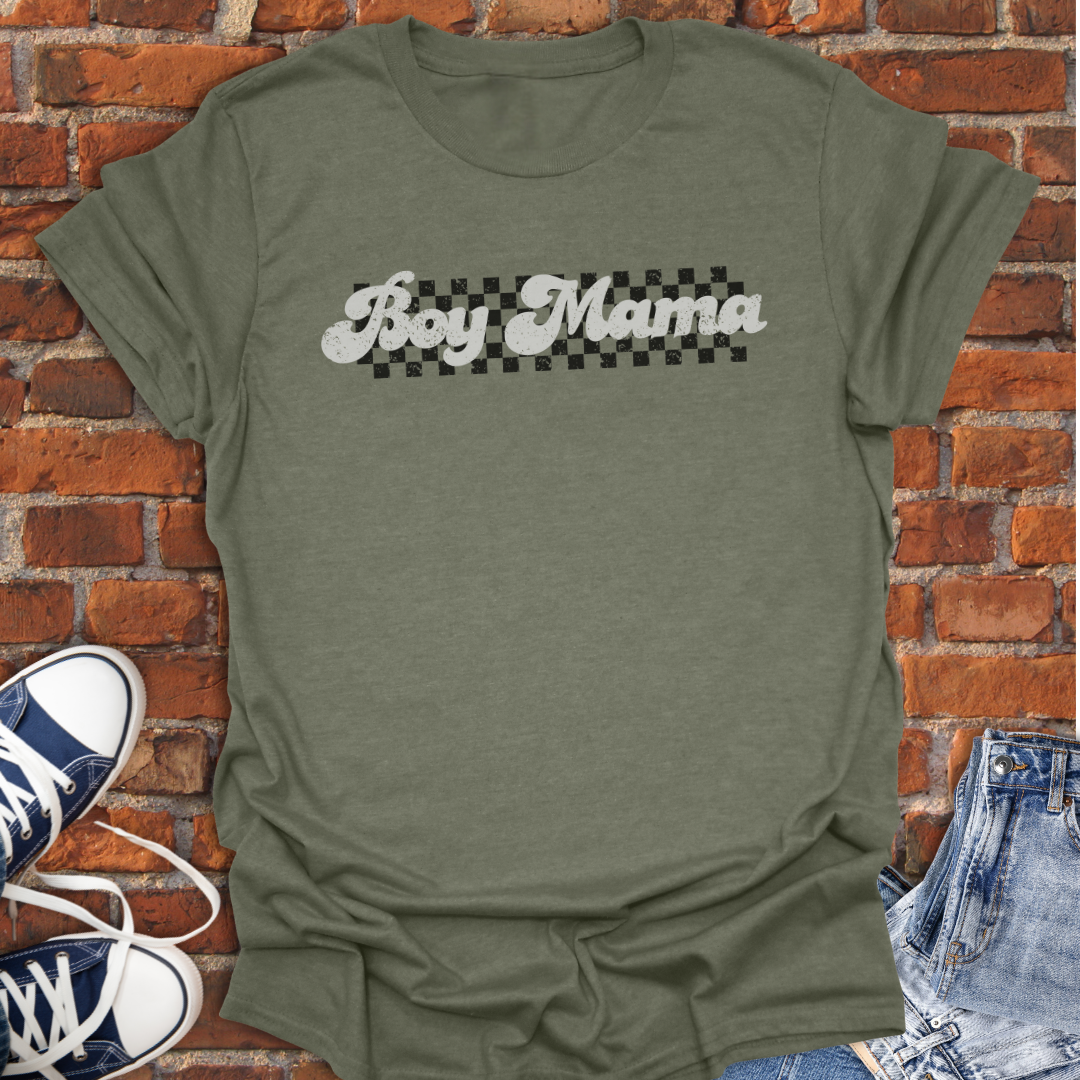 Boy Mama retro checkered Softstyle T-Shirt size XS to 5XL