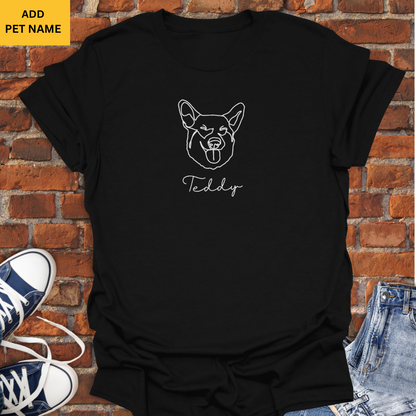 Personalized with Dog Name -Corgi Dog line art Softstyle T-Shirt size XS to 5XL