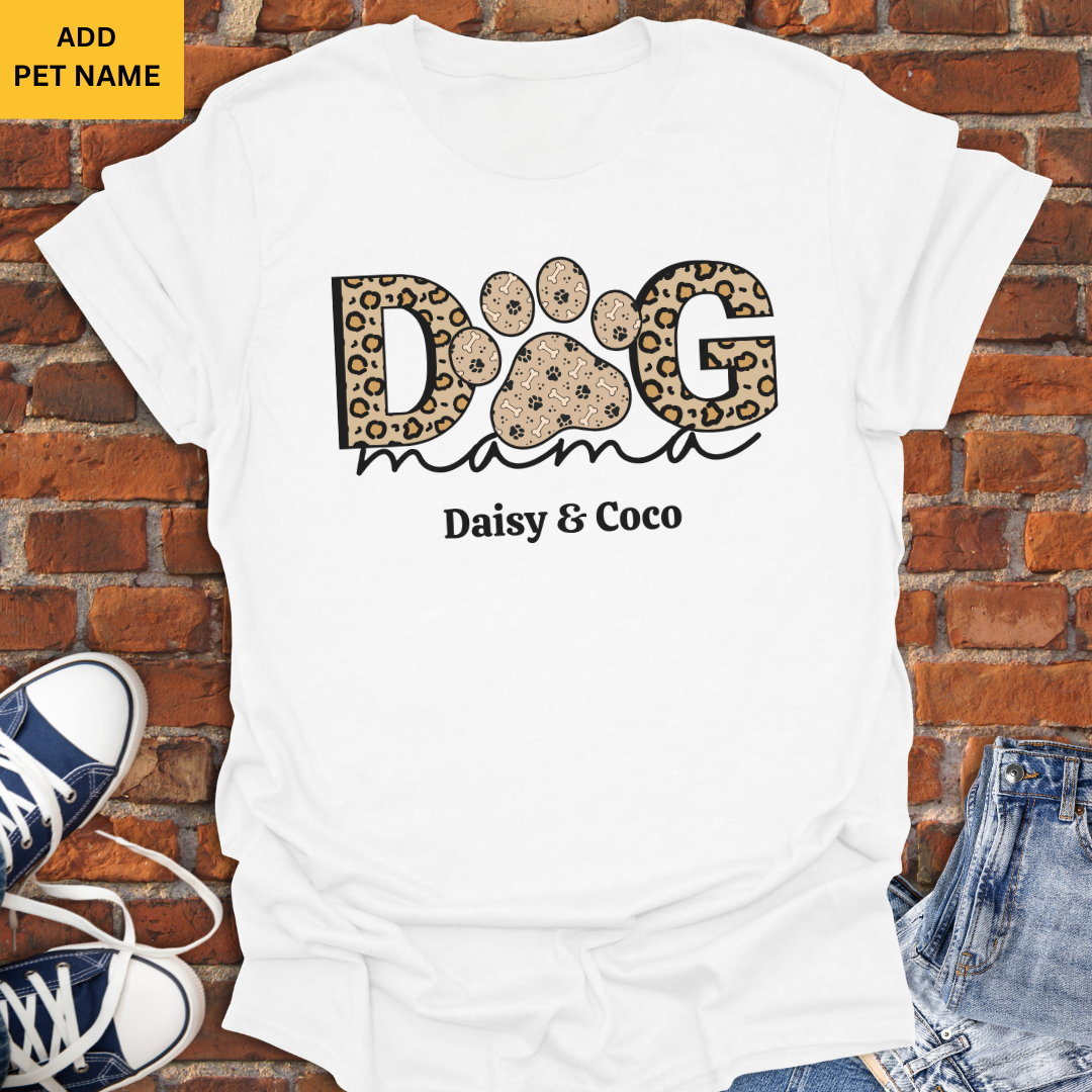 Personalized Dog Mom leopard print Softstyle T-Shirt size XS to 5XL