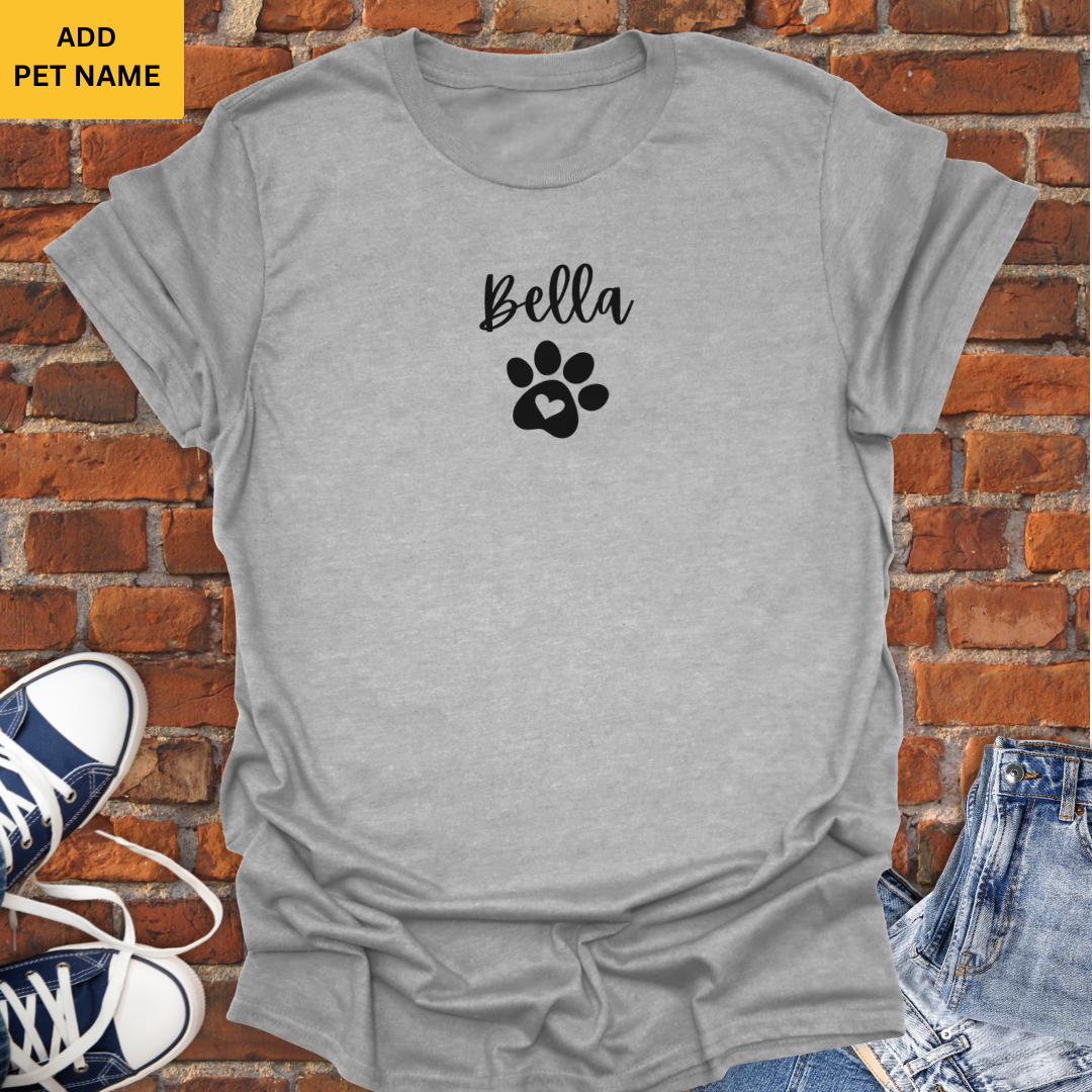 Personalized with Dog Name- Dog Paw Heart Softstyle T-Shirt size XS to 5XL