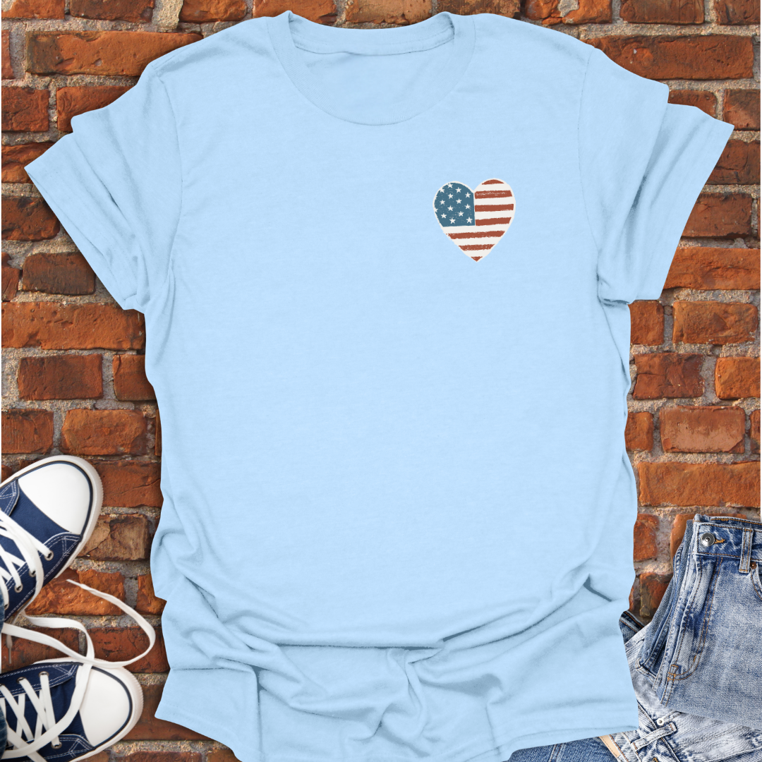 Patriotic Heart pocket style Softstyle T-Shirt size XS to 5XL