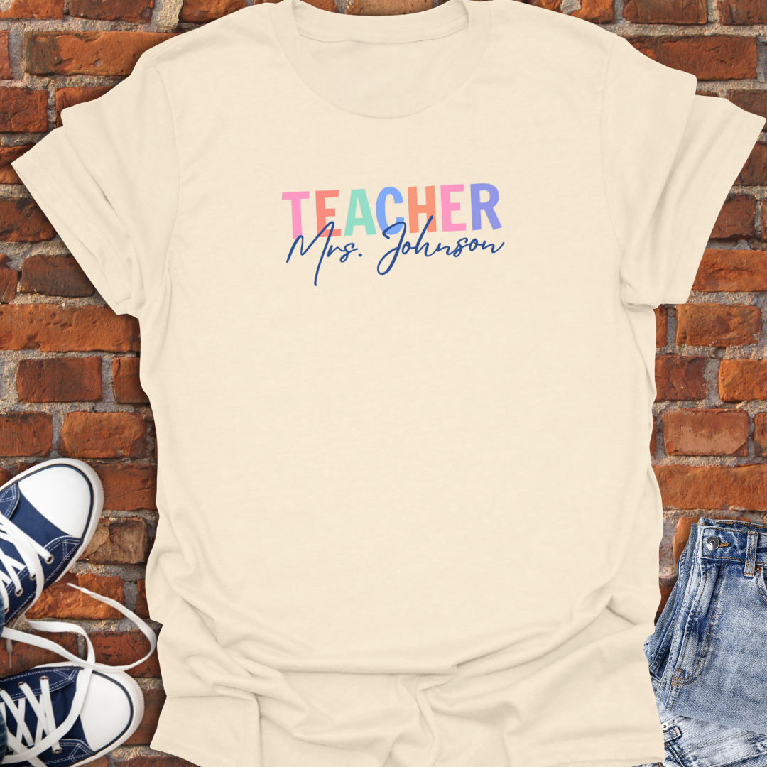 Personalized Teacher  Retro colors Softstyle T-Shirt size XS to 5XL