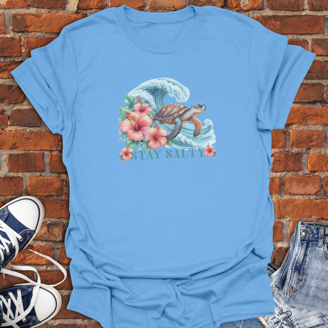 Wave Catching Turtle -Stay Salty Softstyle T-Shirt size XS to 5XL