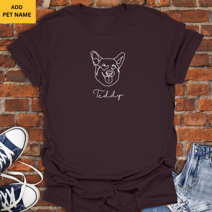 Personalized with Dog Name -Corgi Dog line art Softstyle T-Shirt size XS to 5XL