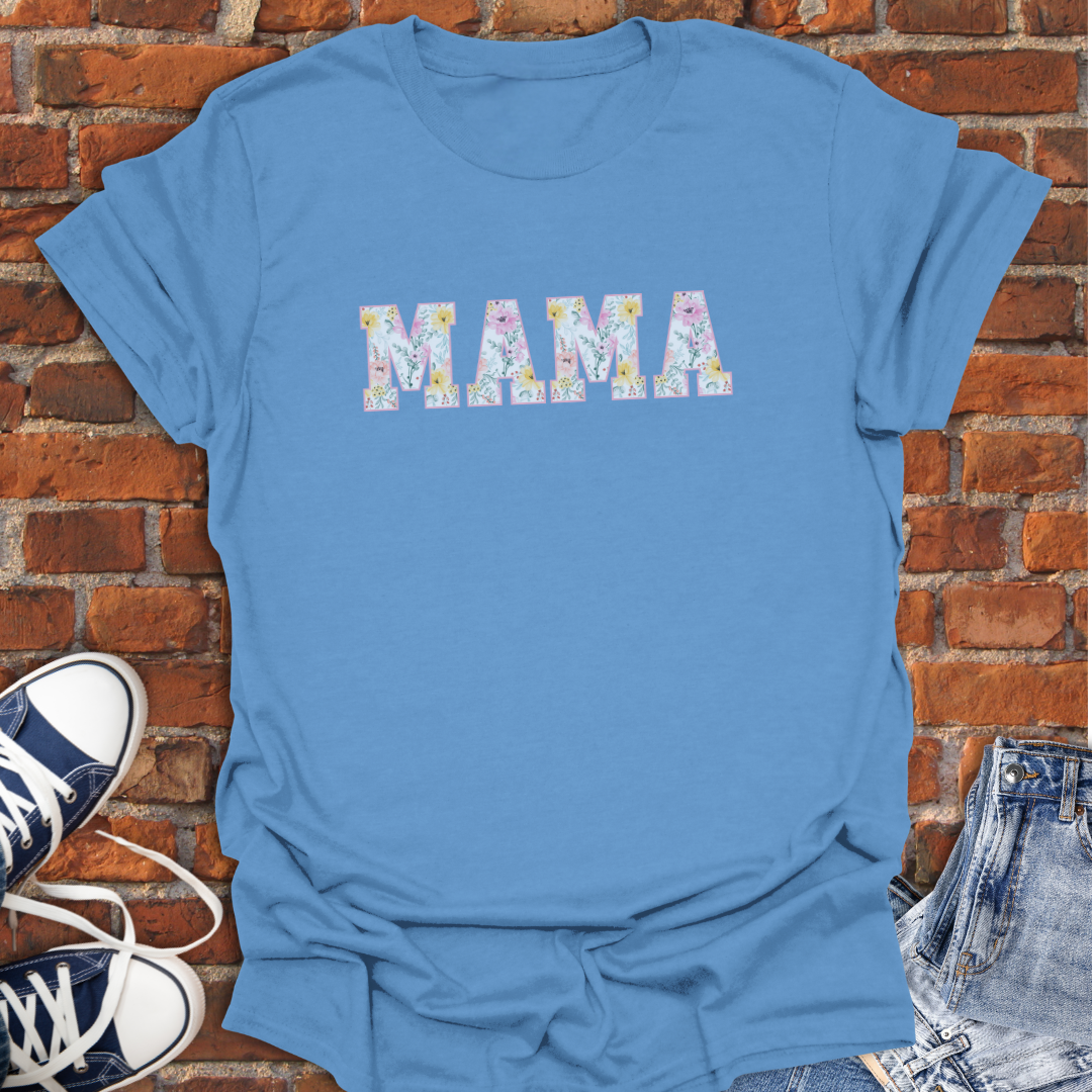 MAMA pink yellow floral Softstyle T-Shirt size XS to 5XL