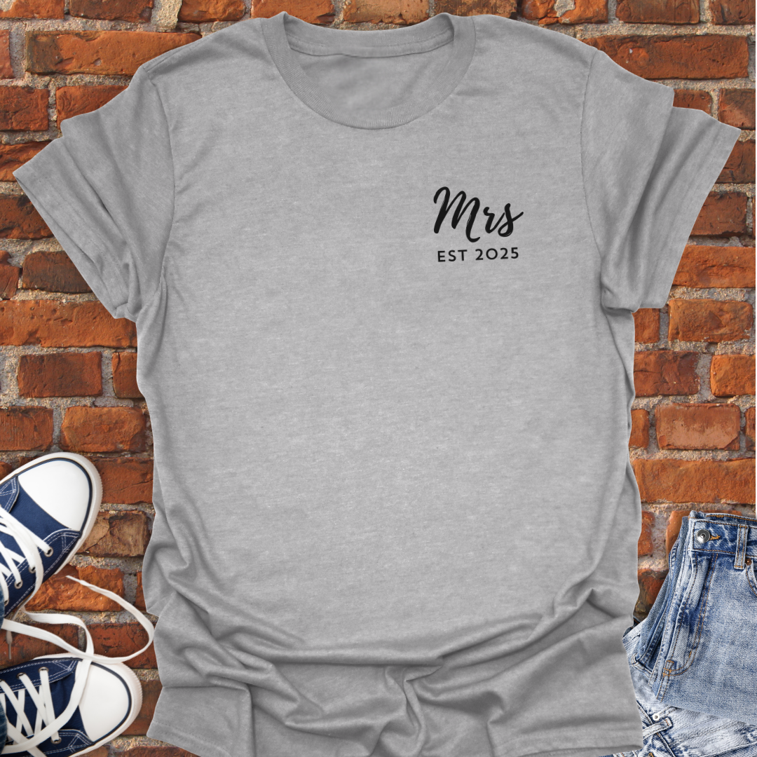 Mrs. EST pocket style -Just Married Custom Softstyle T-Shirt size XS to 5XL