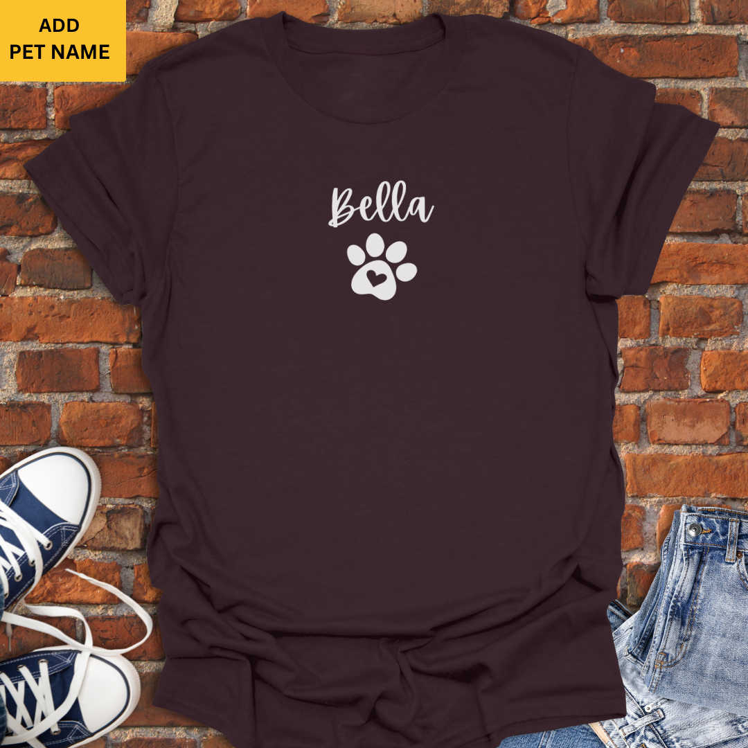 Personalized with Dog Name- Dog Paw Heart Softstyle T-Shirt size XS to 5XL