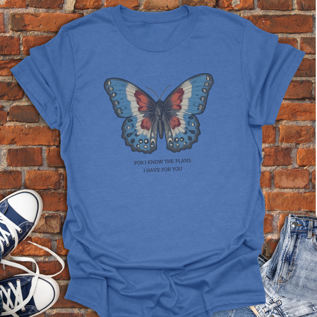 Butterfly -For I Know the Plans I Have for You Faith T-Shirt size XS to 5XL