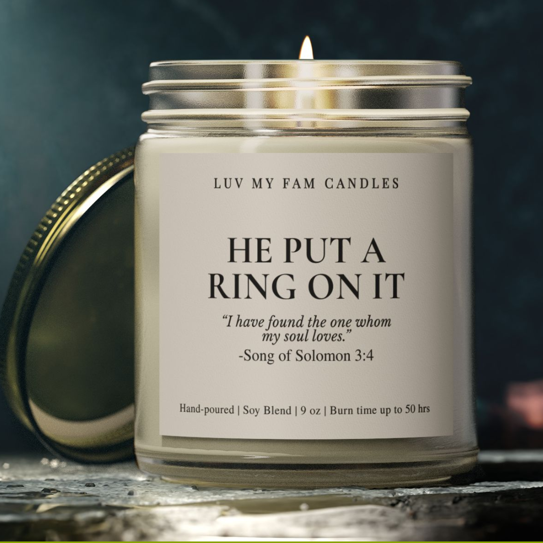 He Put a Ring On It – Song of Solomon 3:4 Candle with Scripture | 9oz Coconut Apricot Wax
