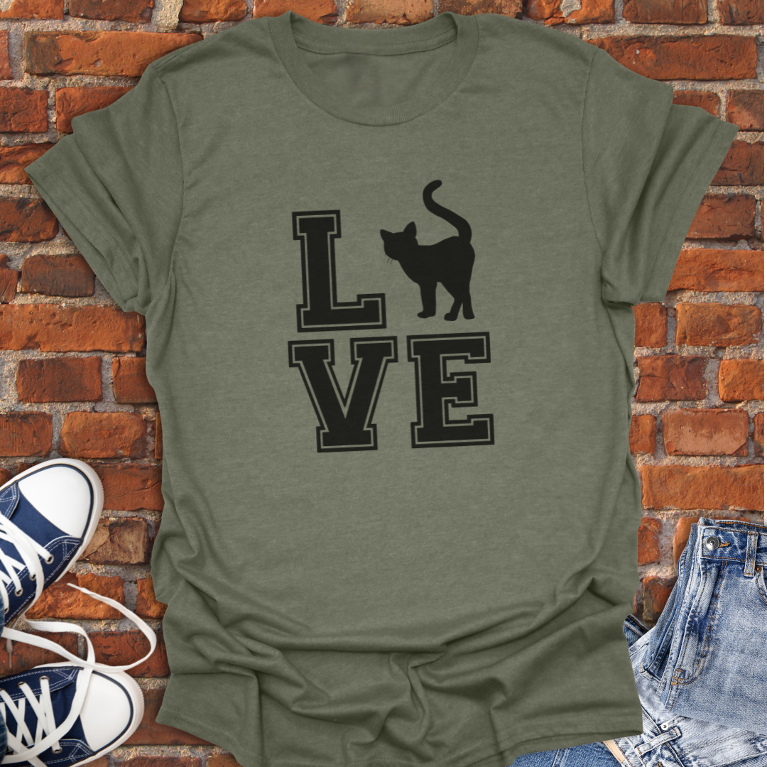 Love Cat - varsity block style Softstyle T-Shirt size XS to 5XL