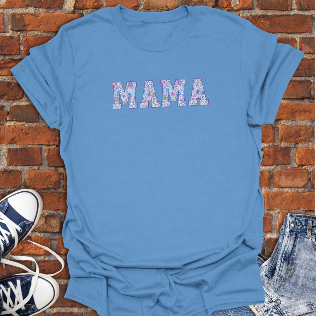 MAMA Floral -purple turquoise Softstyle T-Shirt size XS to 5XL