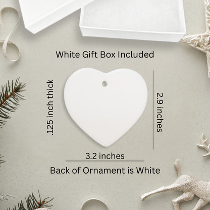 Personalized “Our First Christmas in Our New Home” Ornament – Heart Shape, Snowy House Design with Year